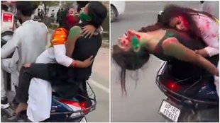 Holi 2024, Holi Viral Video, Girls Romance scotty, girls romance in viral video,