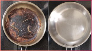 how to clean burnt steel utensils