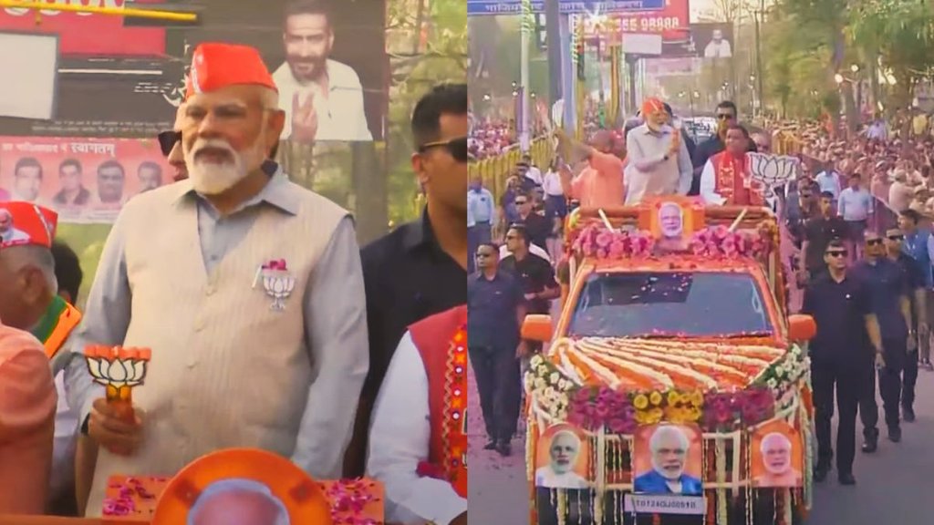 Narendra Modi Road Show in Ghaziabad | Yogi Aditynath