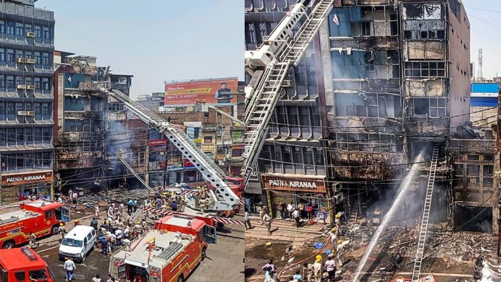 fire brigade team, fire in patna, fire in pal hotel,
