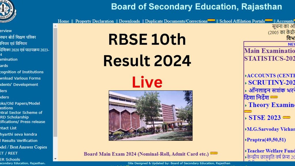 rbse, rbse result 2024, rbse 10th result 2024