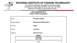NIFT results 2024 For MDes, MFTech, MFM; Score Card Download Link