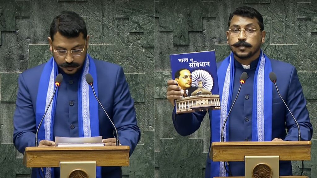 चंद्रशेखर ने ली लोकसभा सदस्य पद की शपथ (सोर्स - Sansad TV)