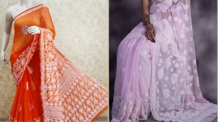 lucknowi chikankari saree