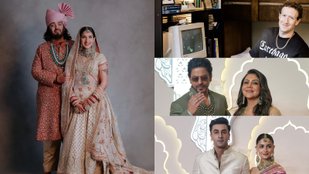 Bollywood celebrities Anant Ambani and Radhika Merchant wedding
