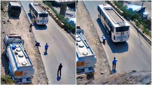 brake fail, Bus brake fail, Viral Video, Video viral, Amarnath yatra
