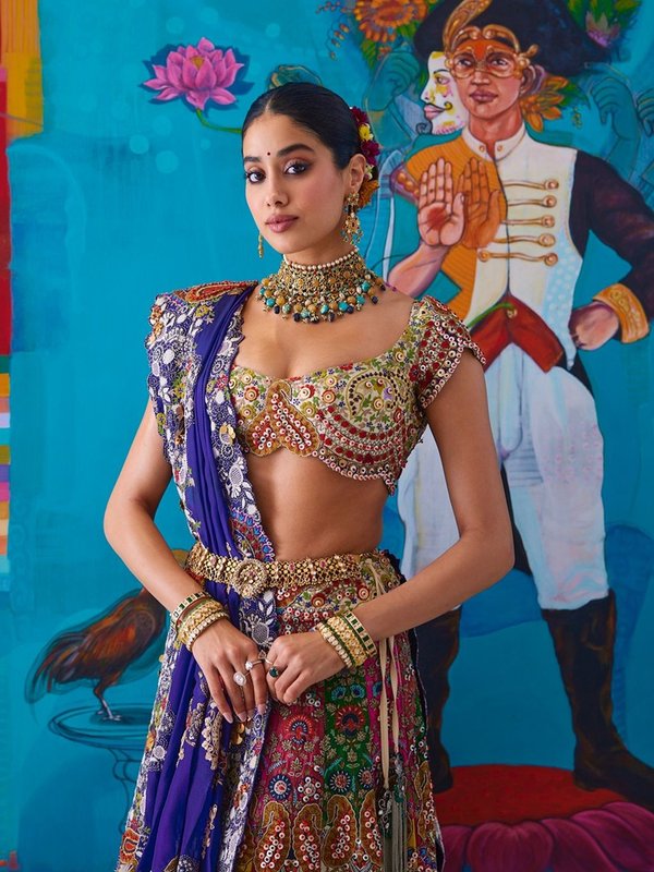 Janhvi Kapoor grabs Attention in Blue Lehanga