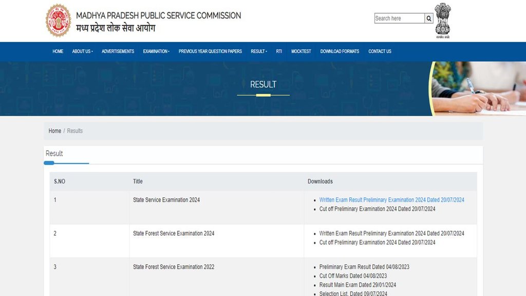 MPPSC Prelims Result, Madhya pradesh public Service commission