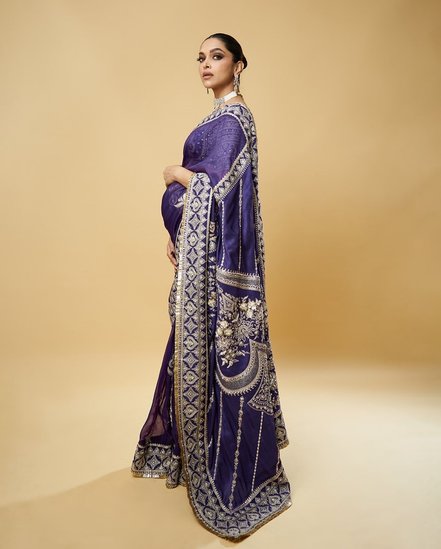 Deepika Padukone purple saree