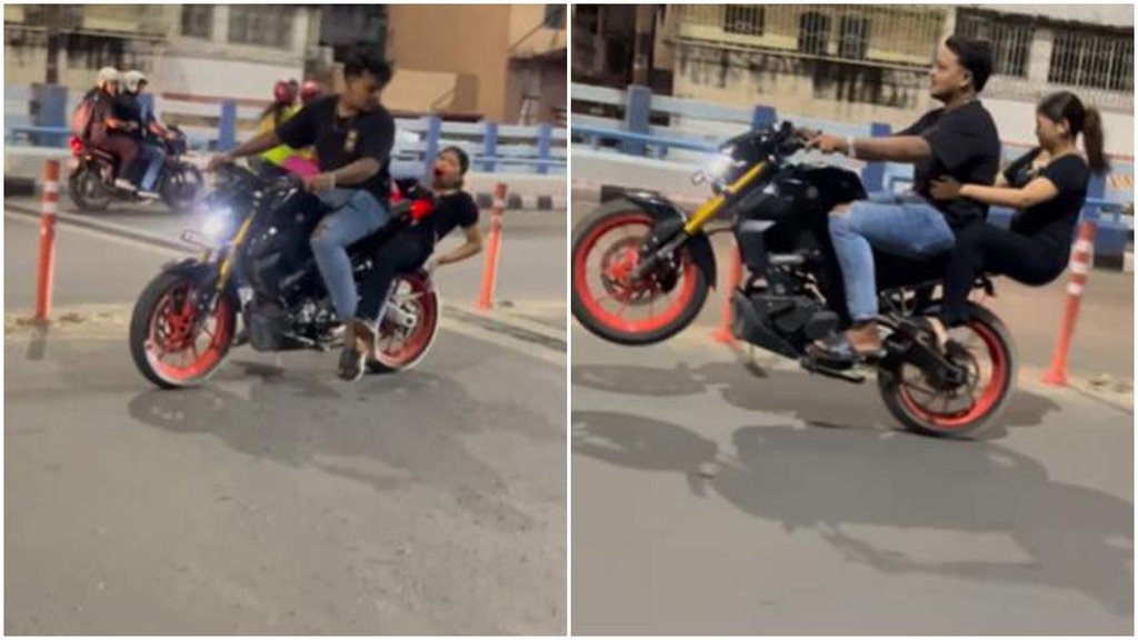 Bike stunt Video viral, Girl injured bike stunt,
