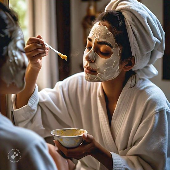 बेसन और दही(Gram Flour and Yogurt for dark circles): 1 चम्मच बेसन में 1 चम्मच दही मिलाएं। पेस्ट को अपनी आंखों के नीचे लगाएं और 15-20 मिनट के लिए छोड़ दें। बेसन के प्राकृतिक ब्लीचिंग गुण और दही के मॉइस्चराइजिंग गुण काले घेरों को हल्का करने में मदद करते हैं। (P.C. Meta AI)