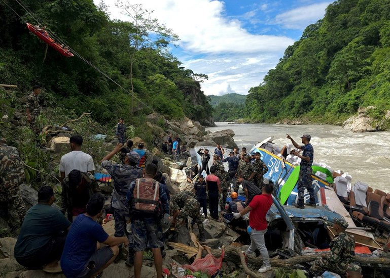 Indian tourists bus crash in Nepal