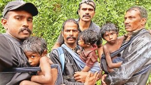 Kerala wayanad landslide, tribal family trapped in cave