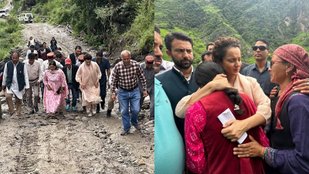 Mandi MP Kangana Ranaut visits flood-hit areas in Himachal Pradesh