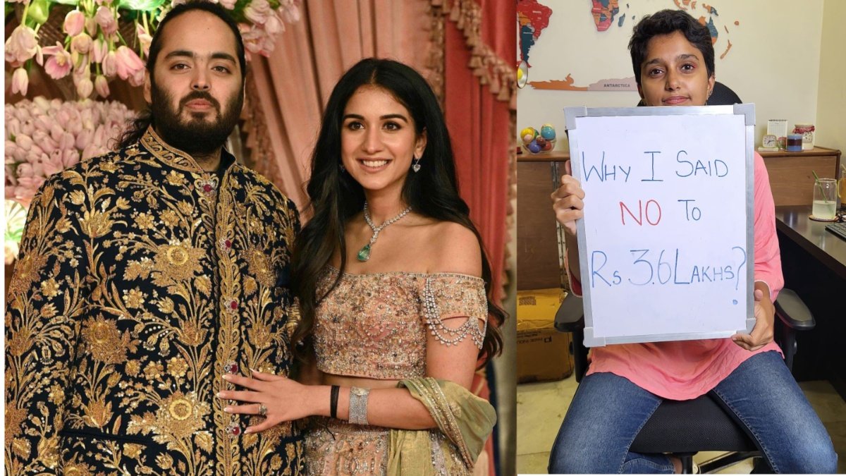 Kavya Karnataka popular Indian influencer, poses for a photo, after rejecting a 3.6 lakh offer to attend Anant Ambani and Radhika Merchant's wedding