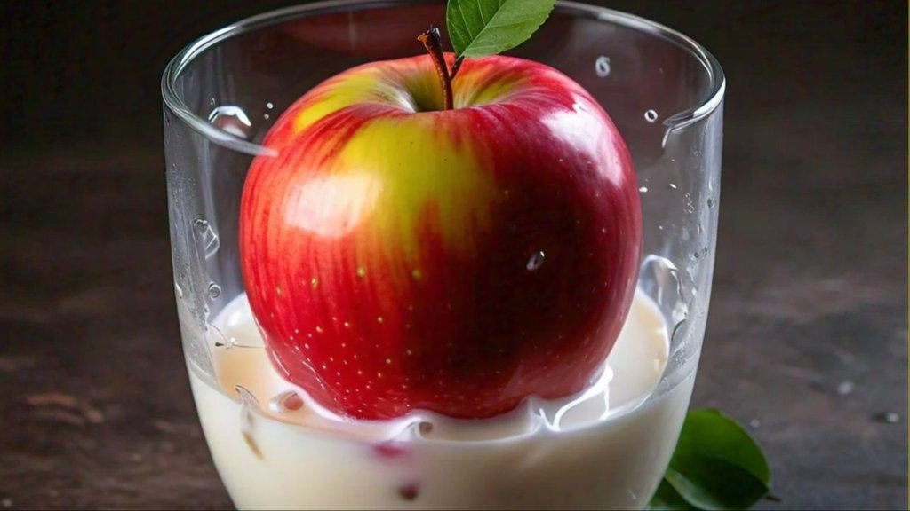apple with milk in breakfast