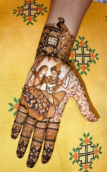 Cultural Mehndi motifs for Janmashtami