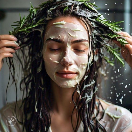 रोजमेरी शैम्पू (Rosemary Shampoo): सिर की मालिश के लिए अपने शैम्पू में रोजमेरी ऑयल की कुछ बूंदें मिलाएं। रोजमेरी रूसी को कम करने और स्वस्थ बालों के विकास को बढ़ावा देने में मदद कर सकती है। (P.C Meta AI)