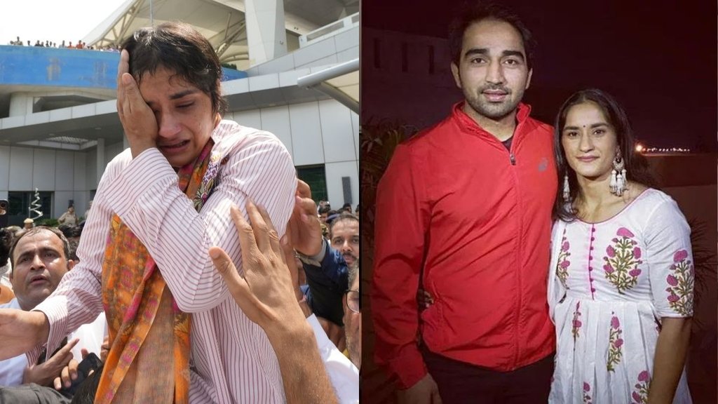 सोमवीर राठी और विनेश फोगाट।