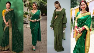 Green saree for Teej