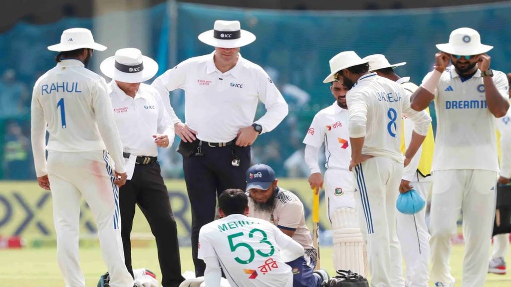 IND vs BAN 2nd Test, Mehidy Hasan Miraz Wasp stung, Green Park
