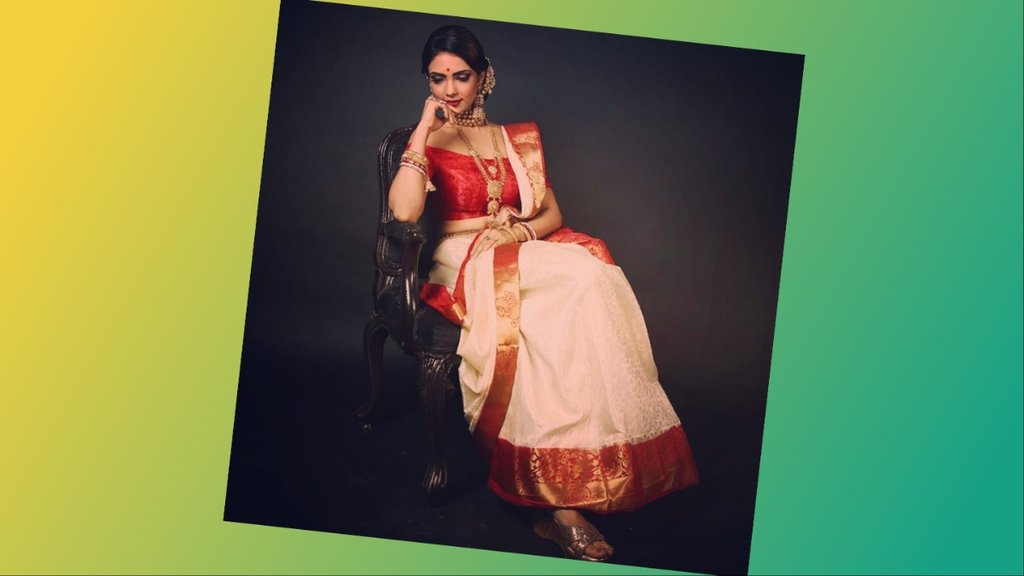 Lal par sada Saree Silk Traditional Bengali saree