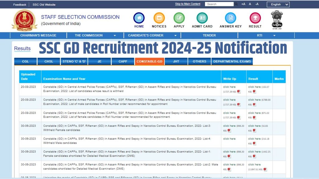 ssc gd constable, ssc gd constable recruitment, ssc gd constable recruitment 2024, ssc gd constable recruitment 2025, ssc gd constable notification, ssc gd constable notification 2025