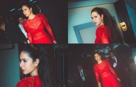 Sonam Bajwa stunned in red color dress