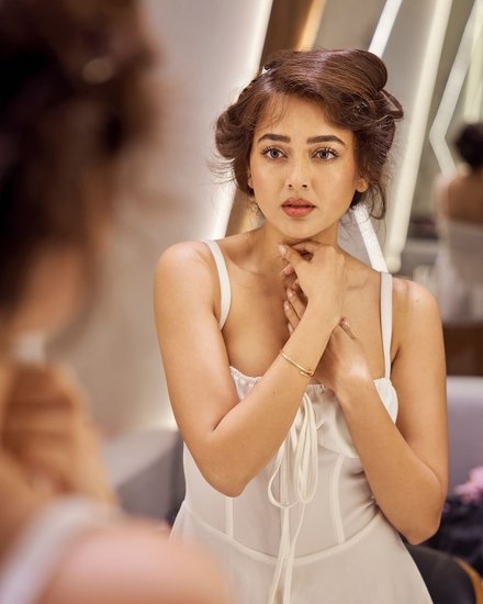 Tejasswi Prakash white corset dress