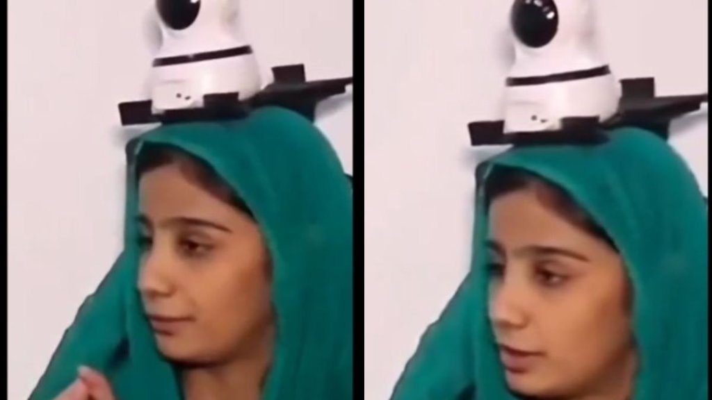 CCTV camera on head, father installs CCTV camera on daughter head