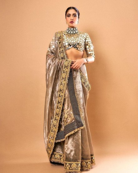 Mirror work saree Bhumi Pednekar