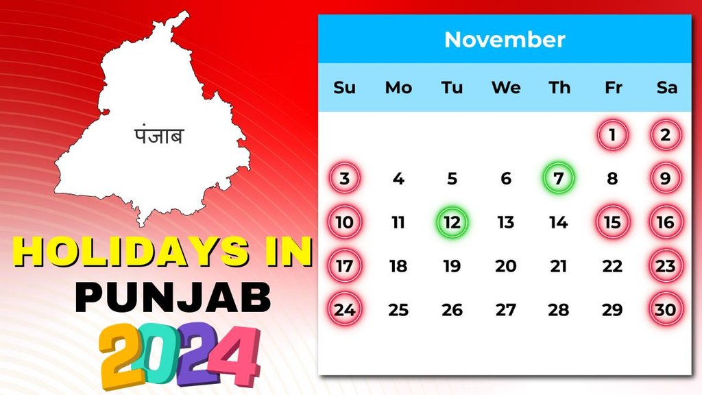 punjab holidays in 2024, punjab bank holidays in 2024,list of holidays in november 2024