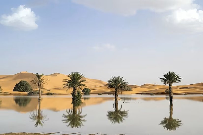 Rare rain in Sahara