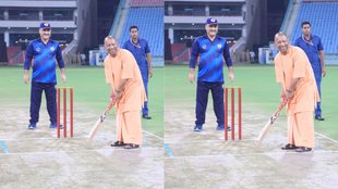 Yogi Adityanath, CM Yogi Playing Cricket, Lucknow CM Yogi Playing Cricket