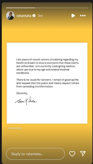 ratan tata health update