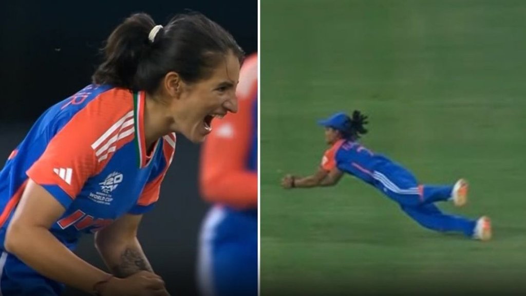 रेणुका ठाकुर ने लिया शानदार कैच।