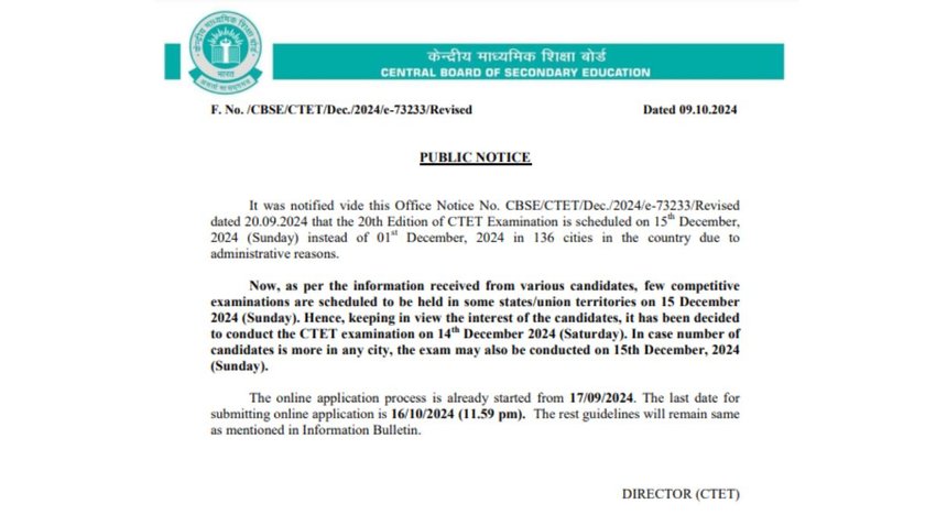 CTET December 2024 Notification