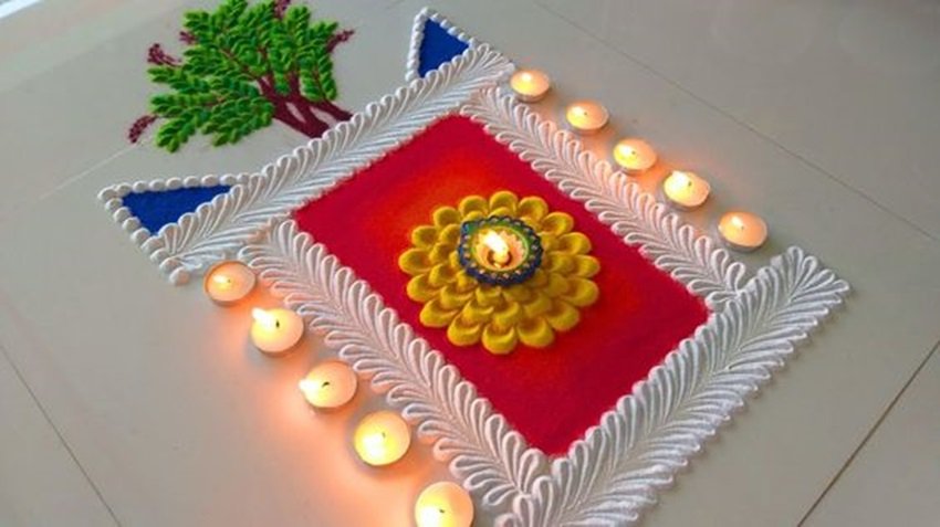 Easy Rangoli designs for Ekadashi