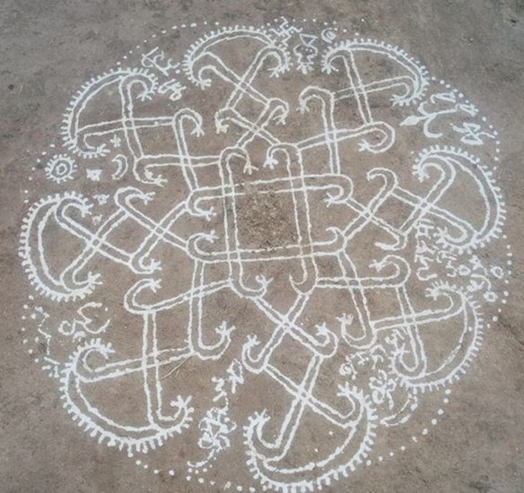 Easy Rangoli for Tulsi Vivah