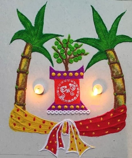 Festive Rangoli for Dev Uthani Ekadashi