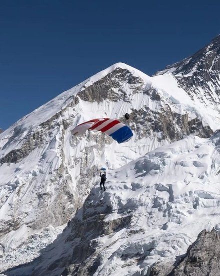 Free fall jump Antarctica