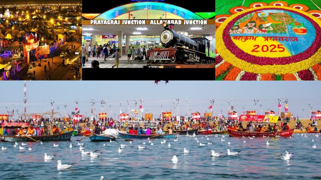 Mahakumbh 2025 decorative lights in Prayagraj, Designer street lights with Shiva Vishnu Ganesh designs