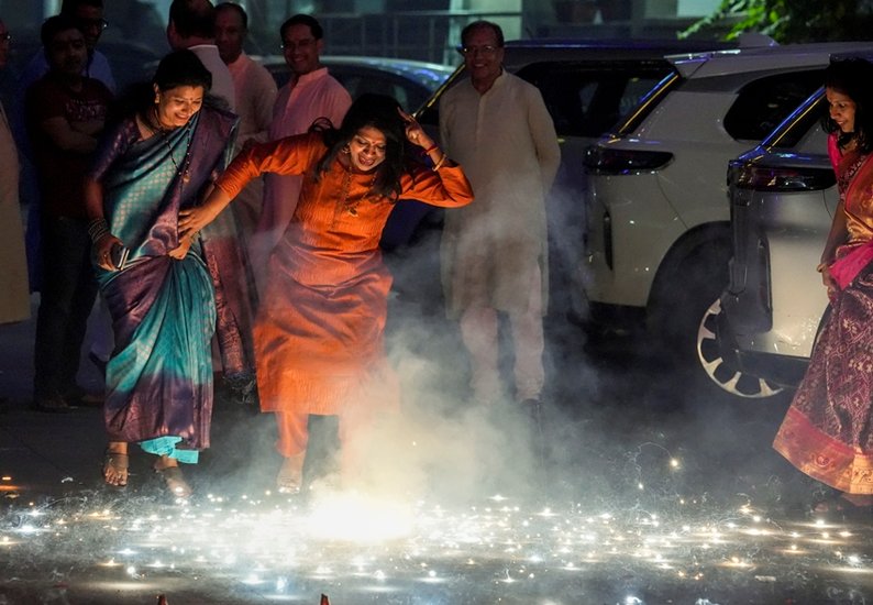 post-Diwali fireworks waste