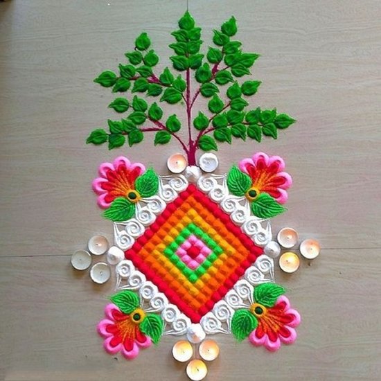 Traditional Rangoli for Tulsi Vivah