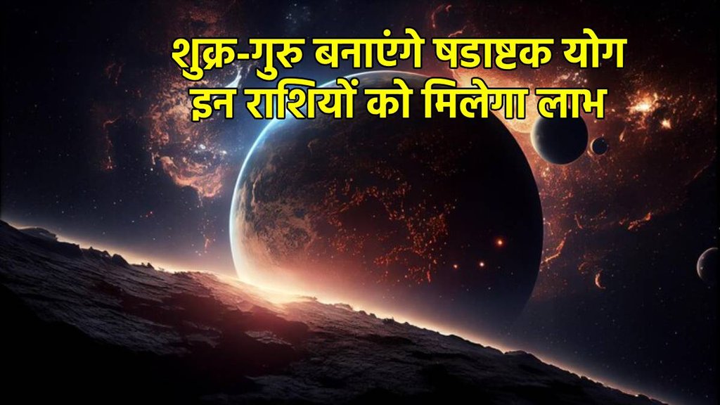 Guru shukra shadashtak yog 2024, गुरु और शुक्र का षडाष्टक योग, गुरु-शुक्र षडाष्टक योग किन राशियों के लिए शुभ, shukra transit 2024 , guru gochar 2024 in vrishabha, guru shukra auspicious yog,