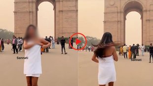 Sannati Mitra, Sannati Mitra Viral Video, Woman dances in Towel Infront of India Gate