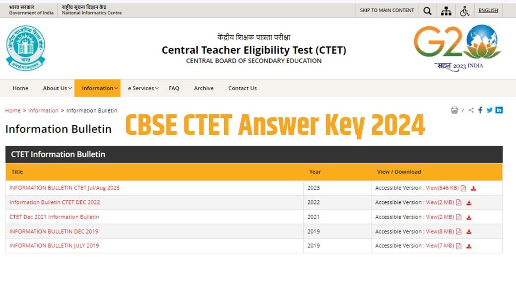 CBSE CTET Answer Key 2024, CBSE CTET Answer Key 2024 Date and Time, CBSE CTET Answer Key 2024 Download Link, CBSE CTET Answer Key 2024 Direct Link