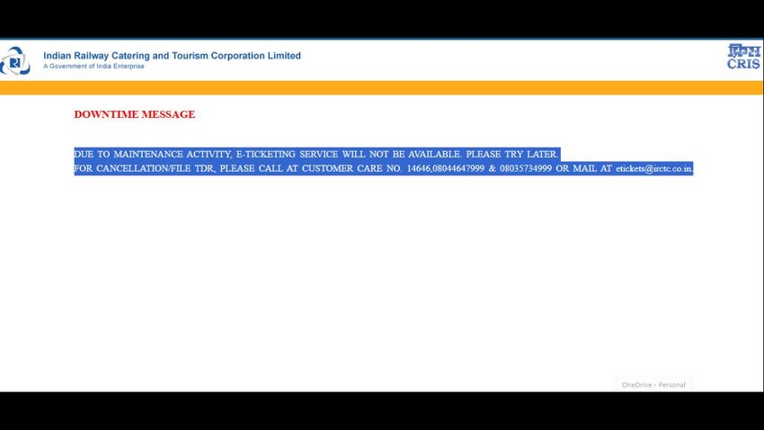 IRCTC Website Down
