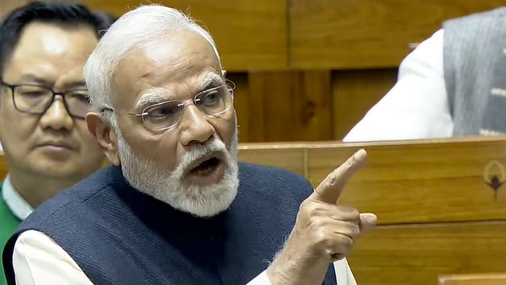 Narendra Modi Parliament speech 2024, PM Modi attacks Congress Constitution, Modi vs Congress Constitution debate,