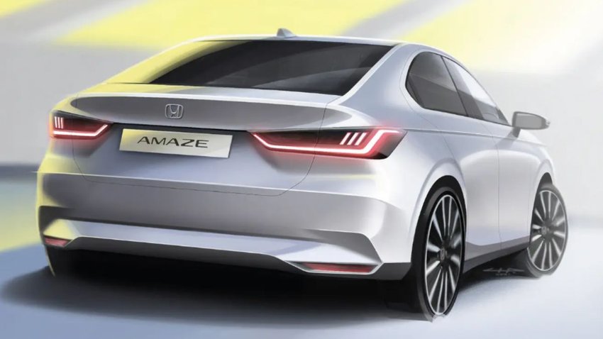 New gen Honda Amaze rear end side profile
